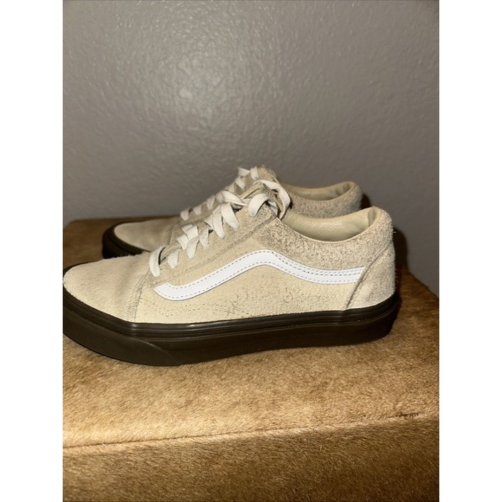 VANS Old Skool Hairy Suede Khaki Skate Shoes For Men Low Top. Size 7.5